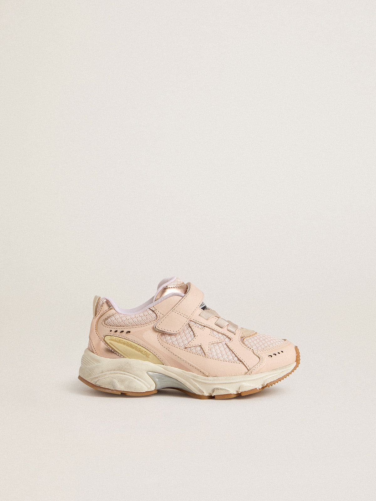 Golden Goose - Junior Lightstar in pink leather and mesh with pink leather star in 