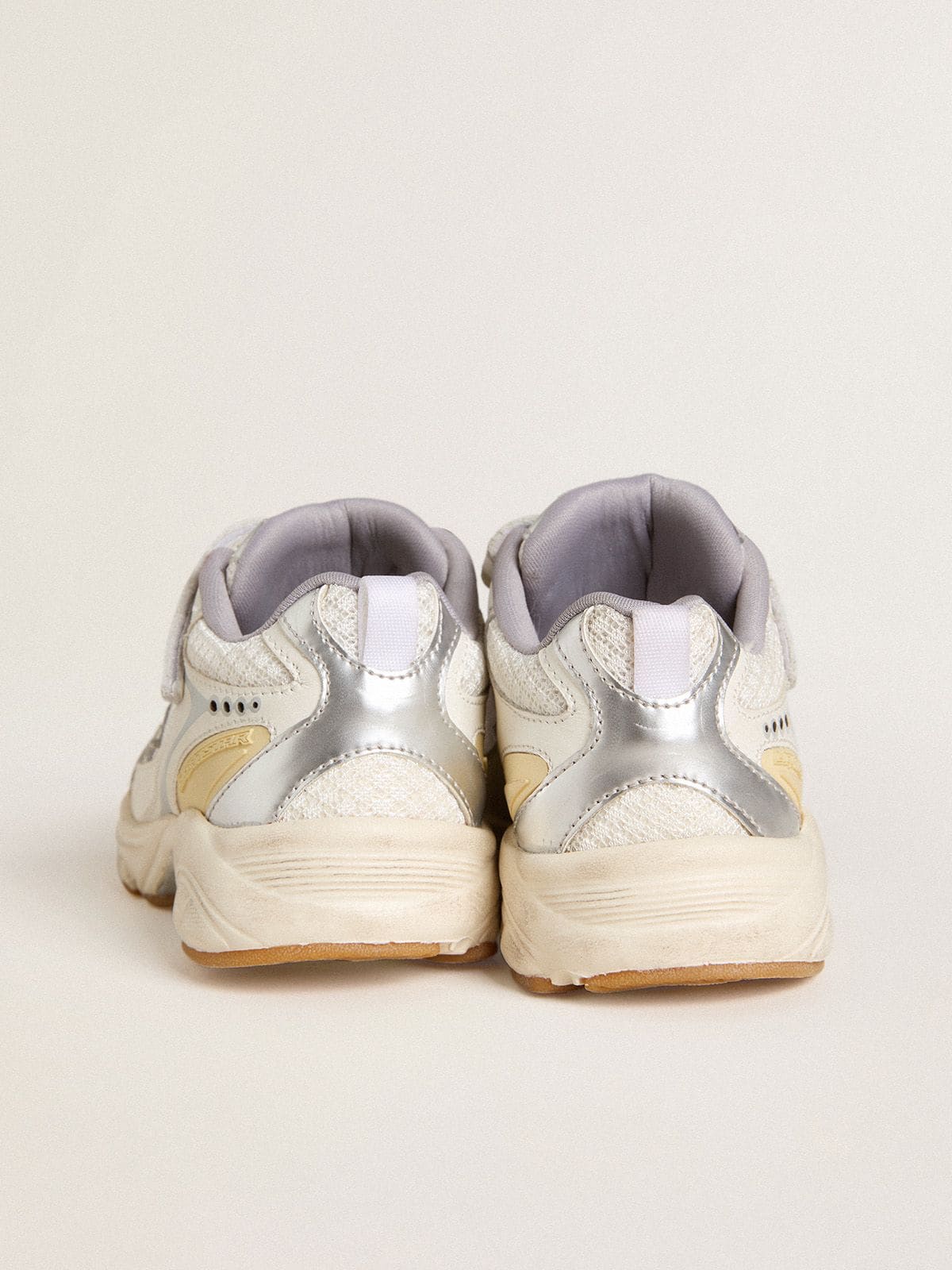 Golden Goose - Junior Lightstar in white leather and mesh with white leather star in 