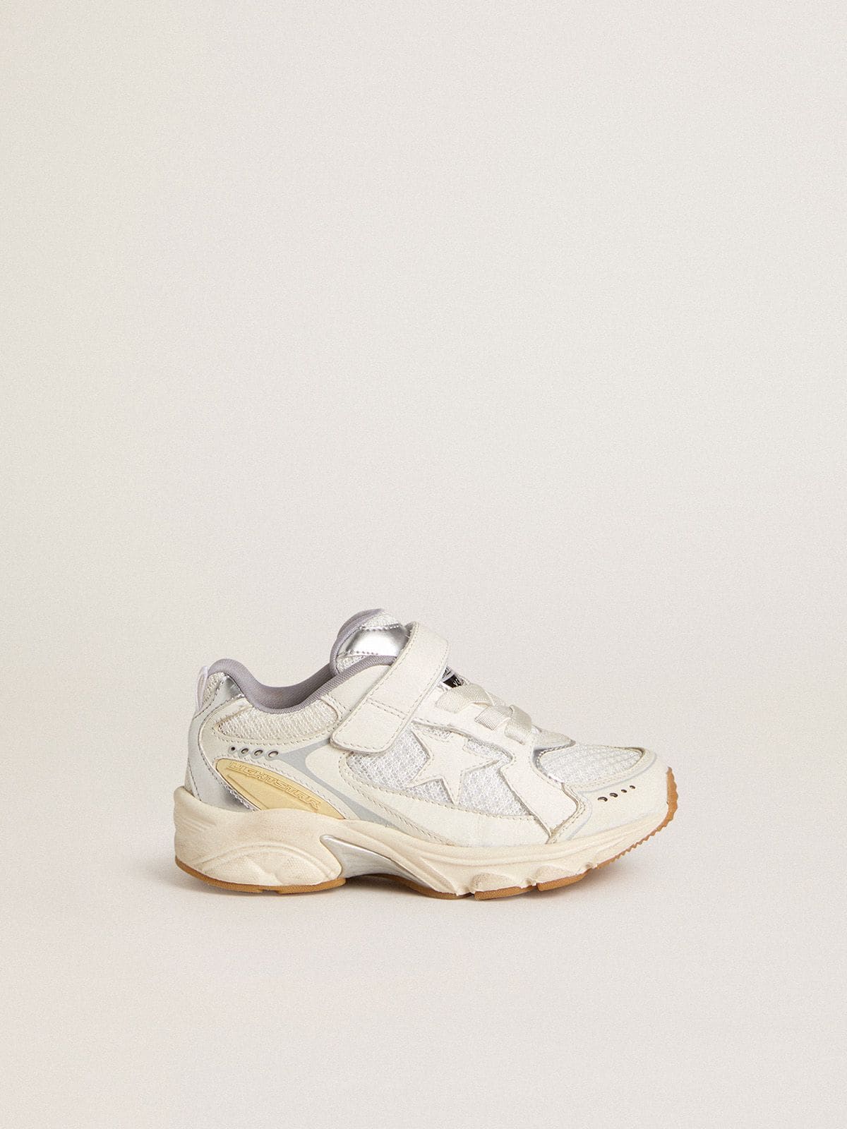 Golden Goose - Junior Lightstar in white leather and mesh with white leather star in 