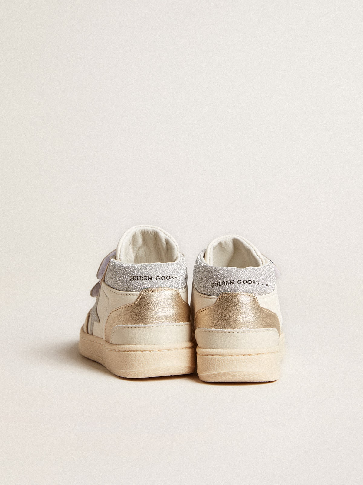 Golden Goose - June Junior in nappa and metallic leather inserts with glitter star in 