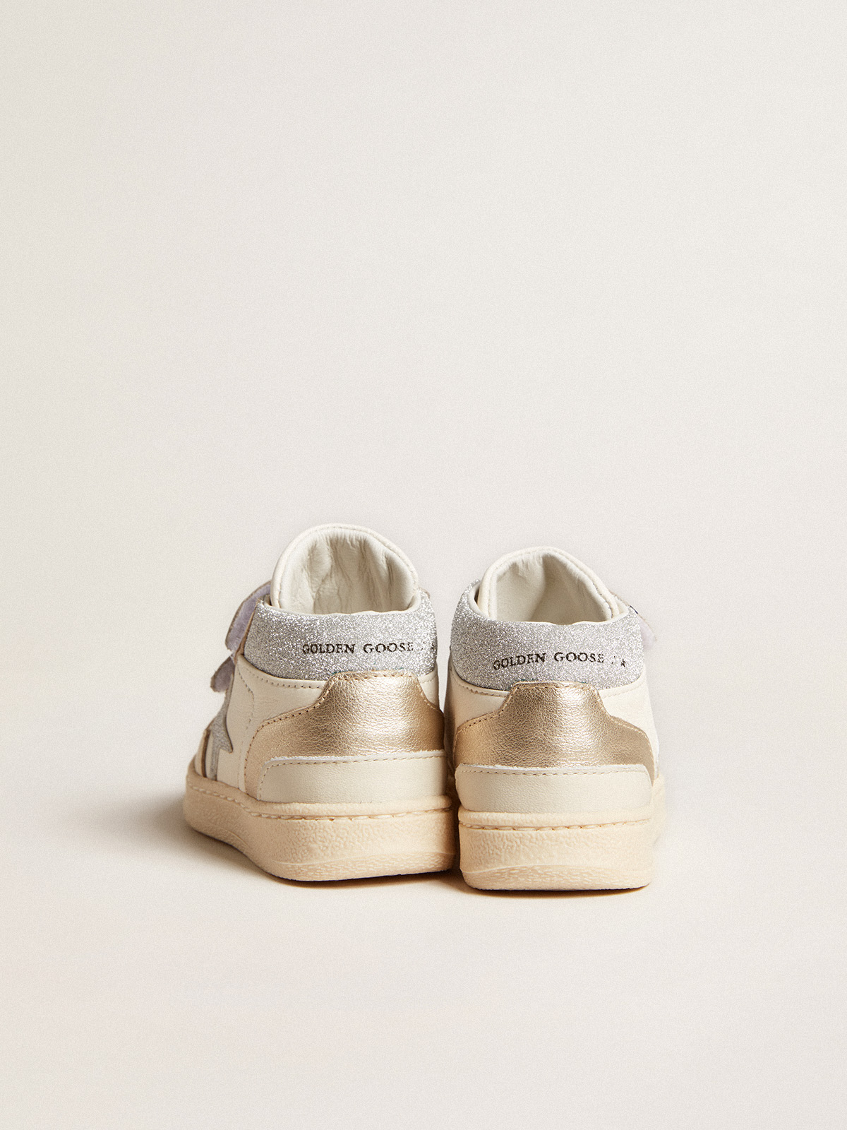 Golden Goose - June Junior in nappa and metallic leather inserts with glitter star in