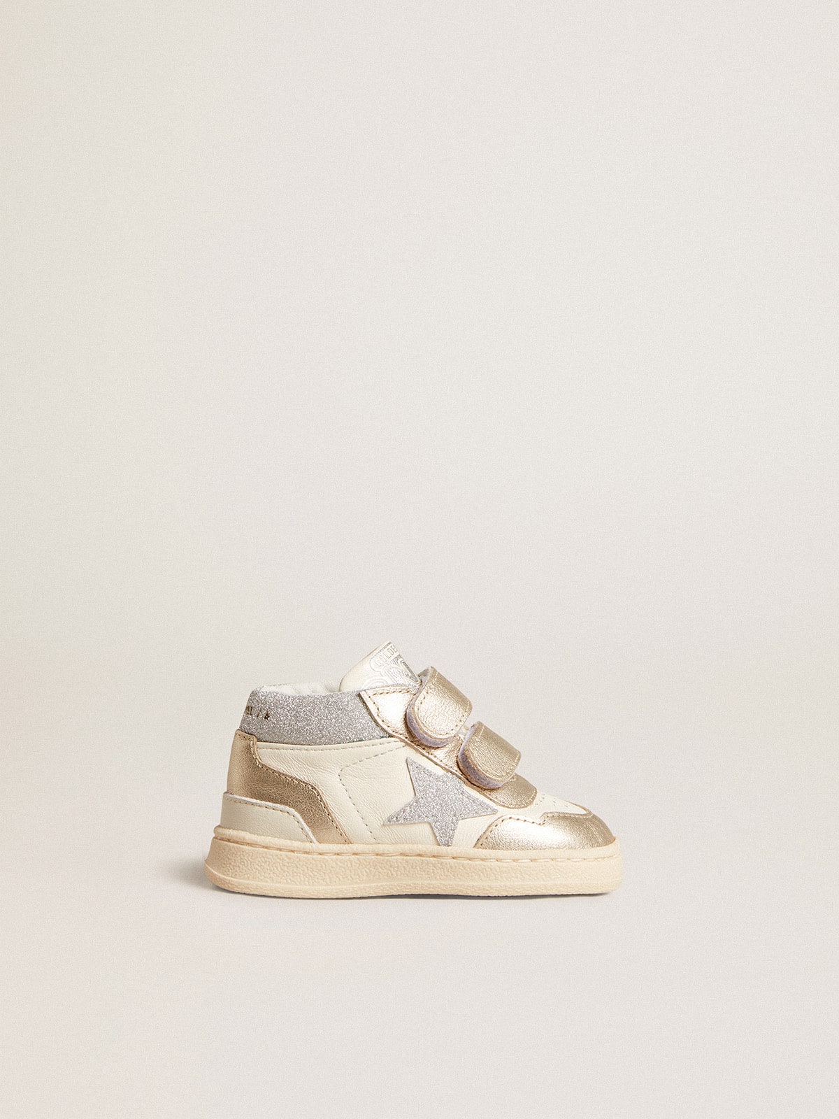 Golden Goose - June Junior in nappa e inserti in pelle laminata con stella in glitter in 