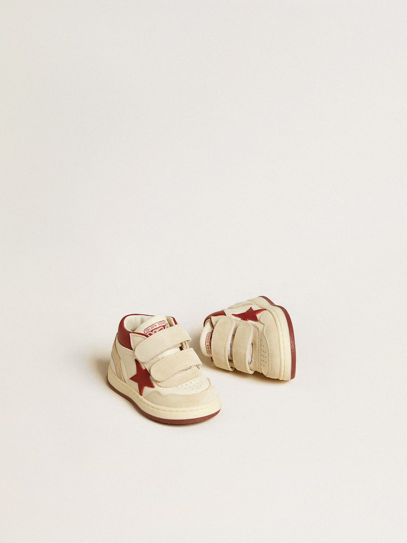 Golden Goose - June Junior de napa y ante con estrella y refuerzo del tal&oacute;n de piel roja in 