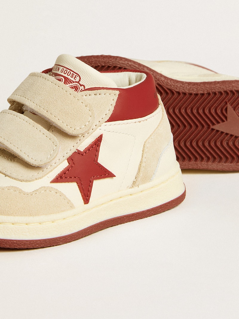 Golden Goose - June Junior de napa y ante con estrella y refuerzo del tal&oacute;n de piel roja in 