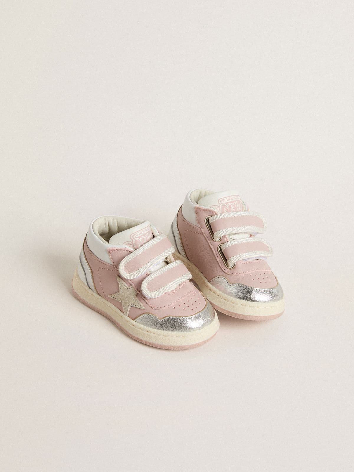 Golden Goose - Junior June in pink leather with metallic leather inserts and suede star in 