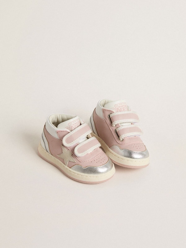 Golden Goose - Junior June in pink leather with metallic leather inserts and suede star in 
