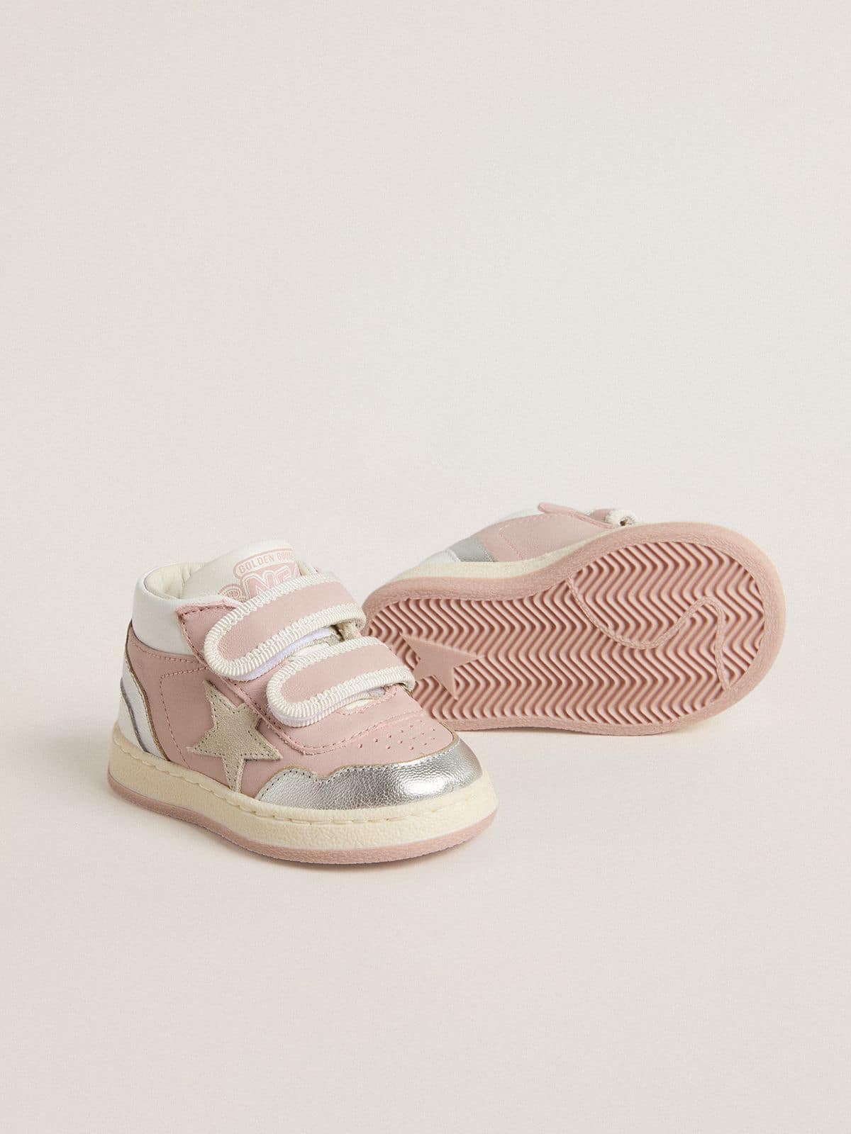 Golden Goose - Junior June in pink leather with metallic leather inserts and suede star in 