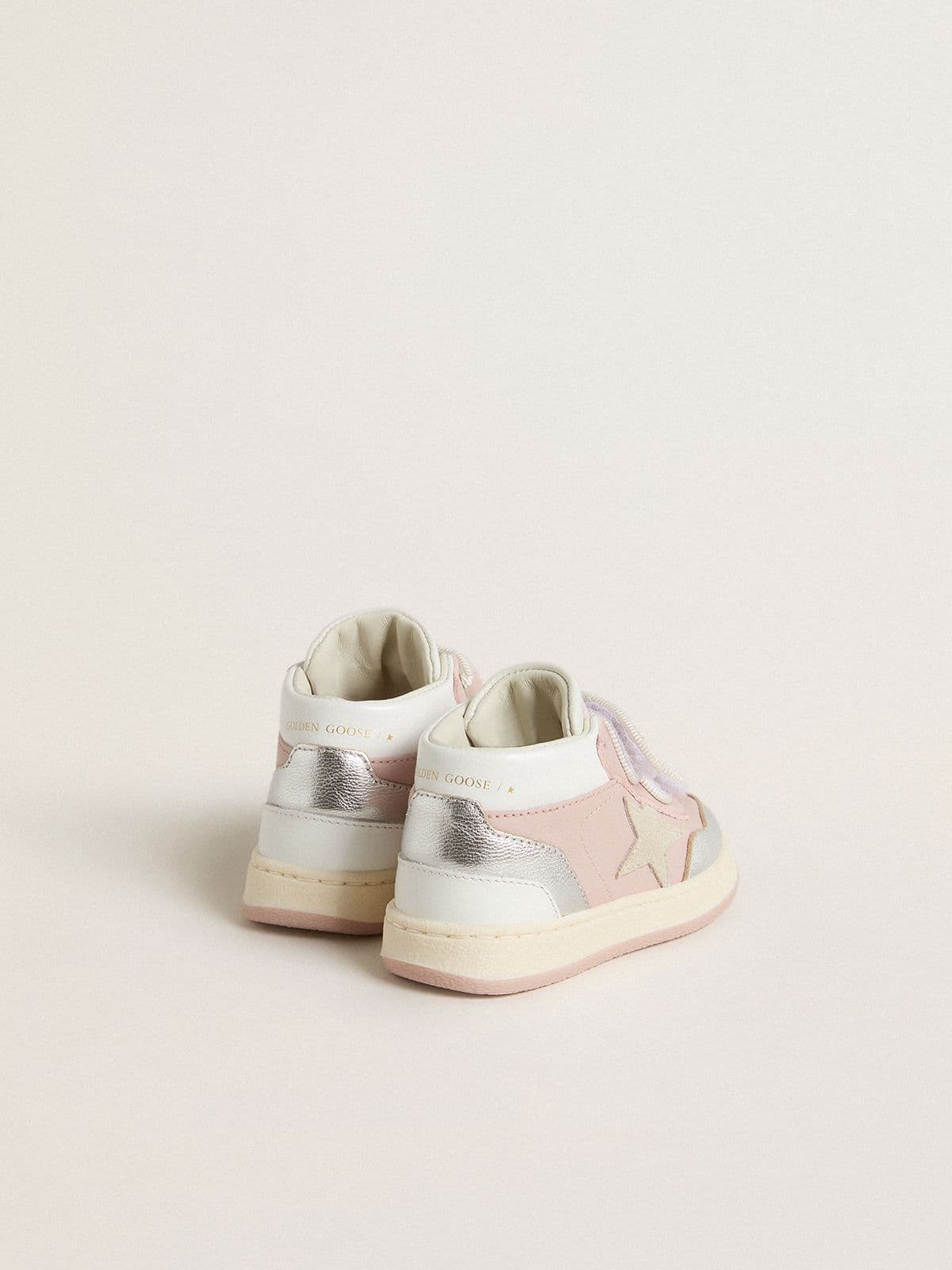 Golden Goose - Junior June in pink leather with metallic leather inserts and suede star in 