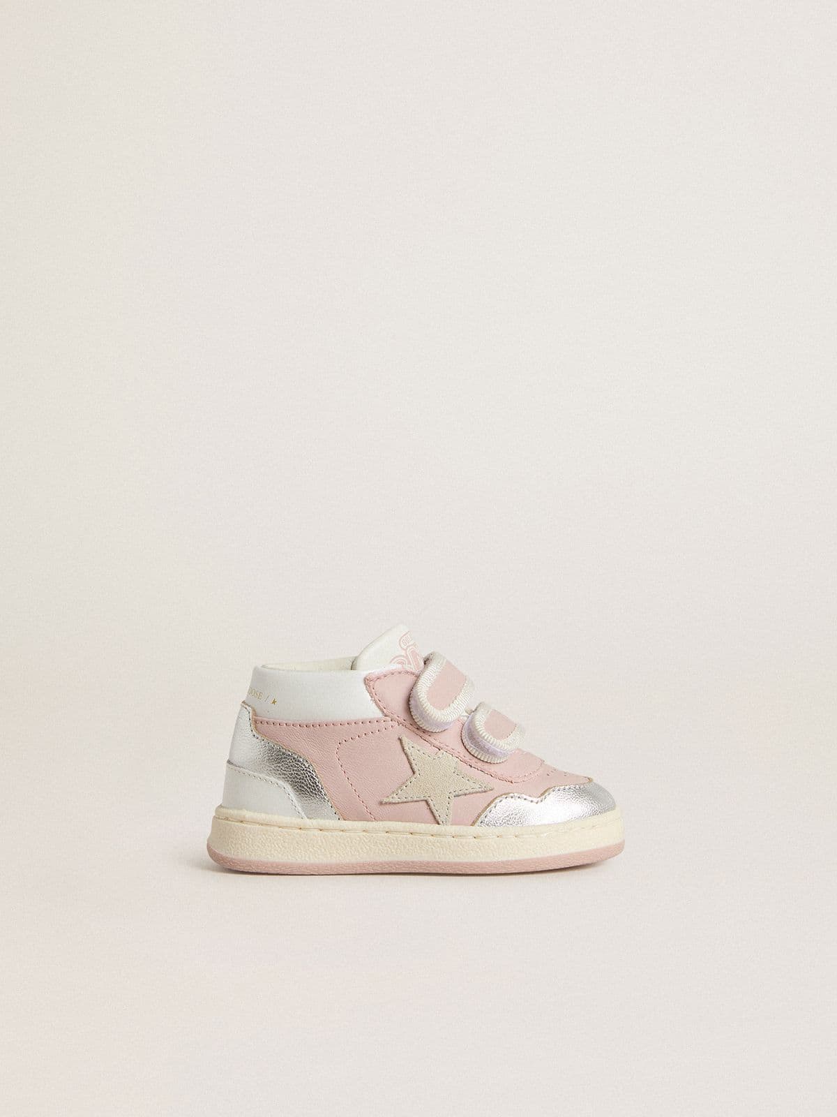 Golden Goose - Junior June in pink leather with metallic leather inserts and suede star in 
