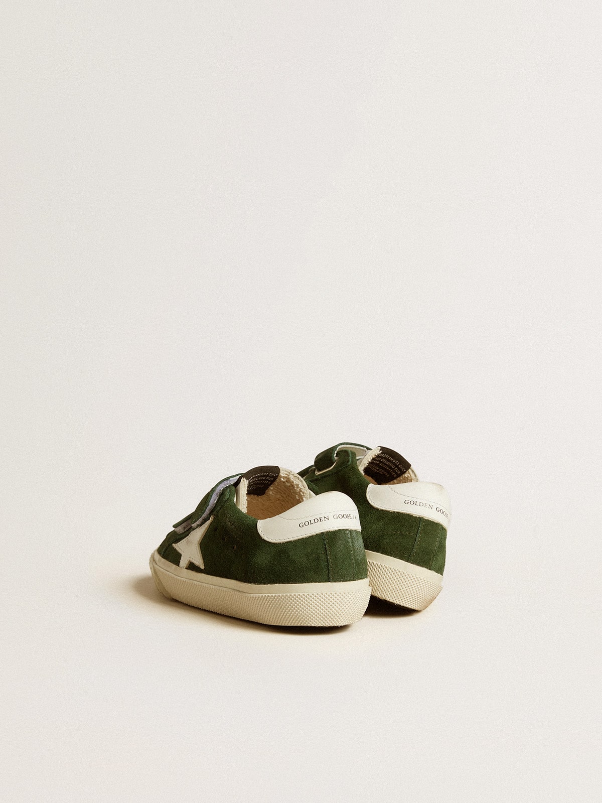 Golden Goose - Old School Junior in green suede with white leather star and heel tab in 