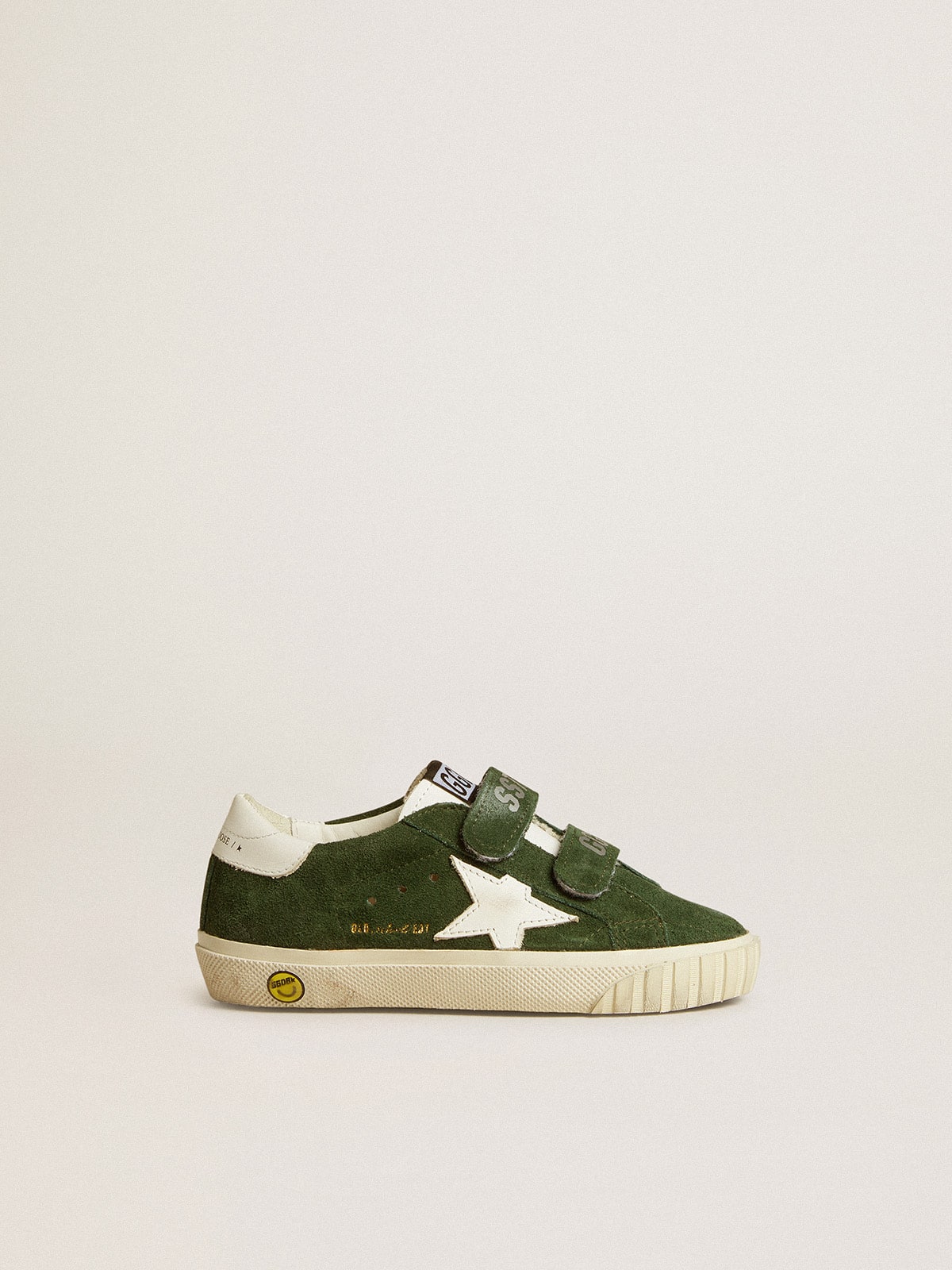 Golden Goose - Old School Junior in green suede with white leather star and heel tab in 