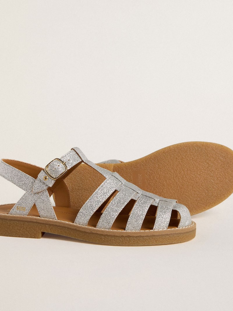 Golden Goose - Sandalias Maxime Junior con micropurpurina plateada in 