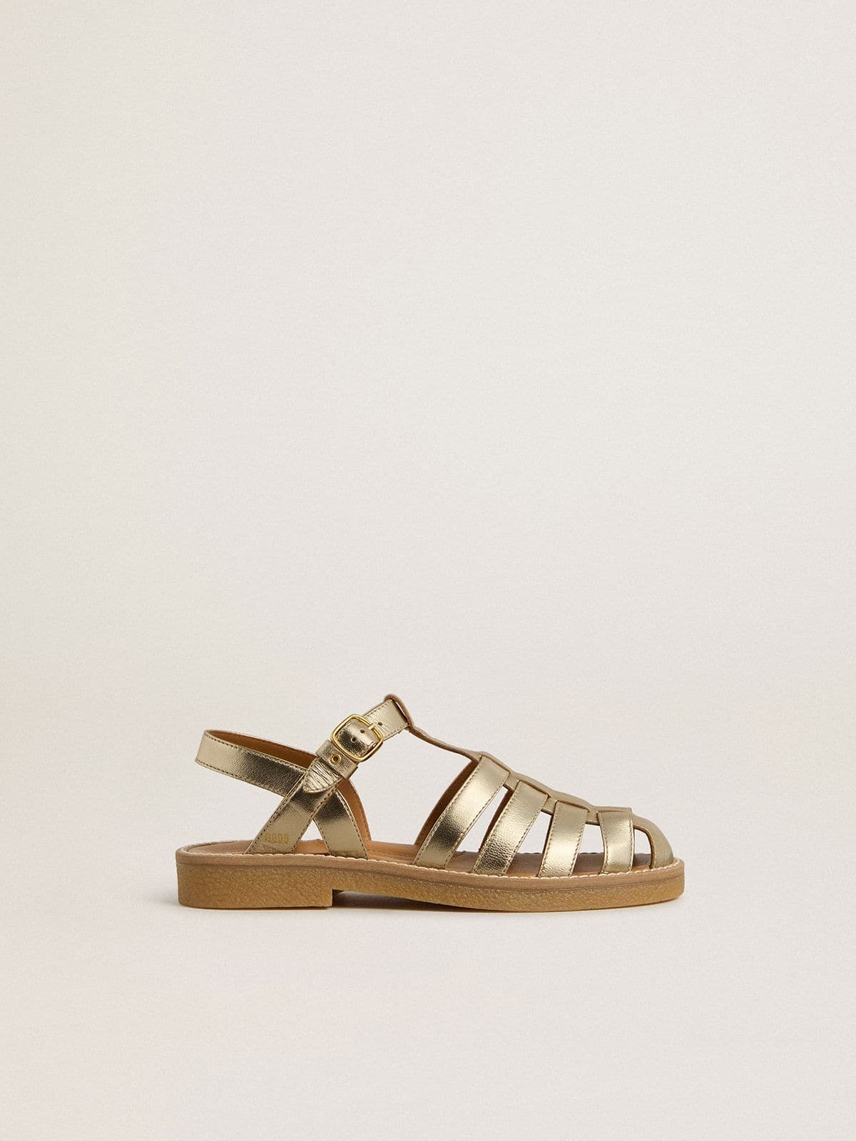 Golden Goose - Sandales Maxime Junior en cuir lamé doré in 