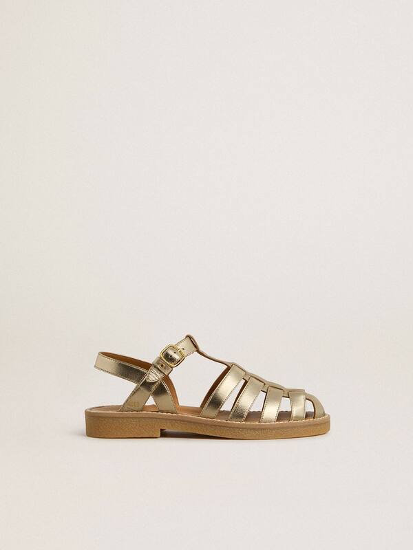 Golden Goose - Junior Maxime sandals in gold metallic leather in 