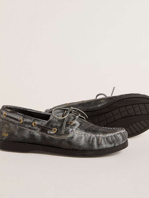 Golden Goose - Junior Cruise loafer in black distressed leather in 