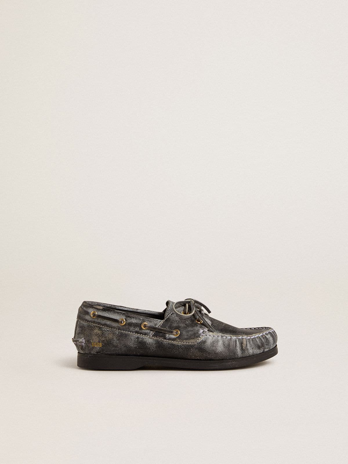 Golden Goose - Mocasín Cruise Junior de piel efecto desgastado negra in 