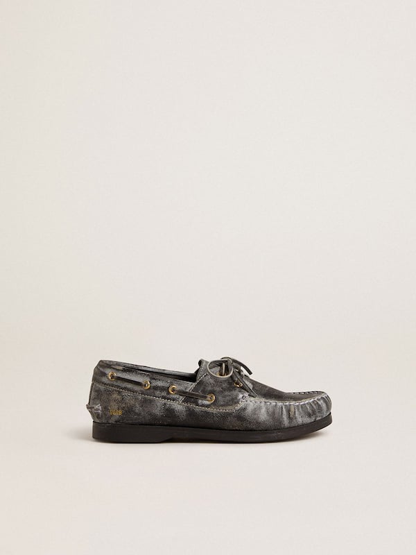 Golden Goose - Junior Cruise loafer in black distressed leather in 