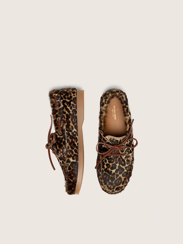 Golden Goose - Mocassins Cruise Junior en cuir fa&ccedil;on poulain imprim&eacute; l&eacute;opard in 