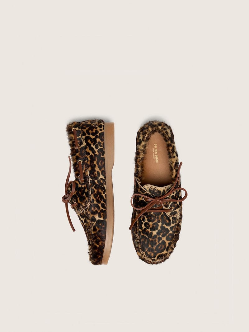 Golden Goose - Mokassin Cruise Junior aus Cavallino-Leder mit Leo-Dessin in 
