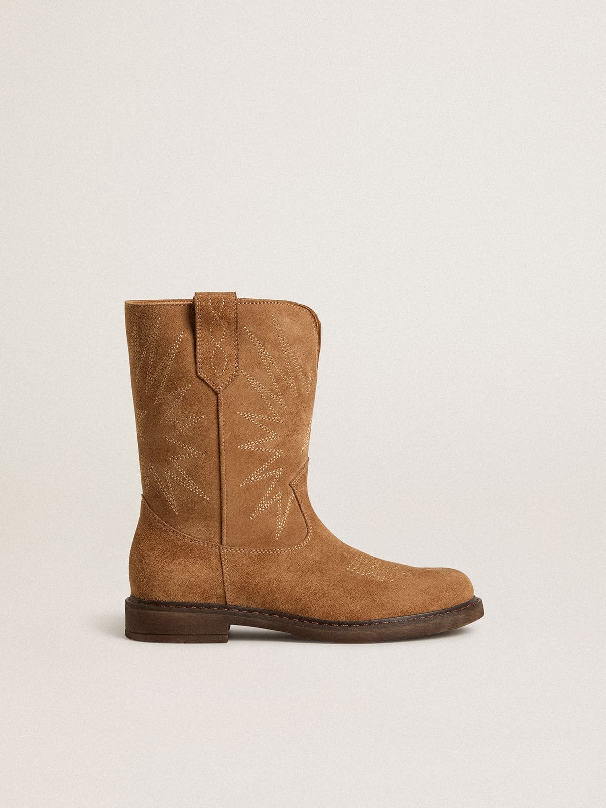 Golden Goose - Wish Junior boots in camel suede with star embroidery in 