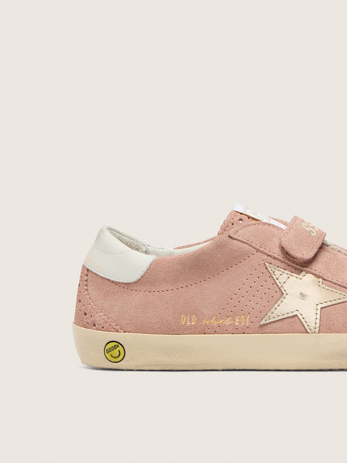 Golden Goose - Junior Old School in pink suede with platinum metallic leather star in 