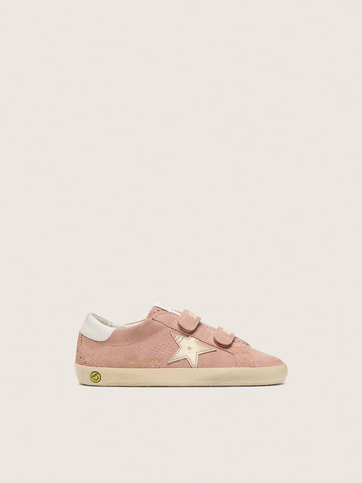 Golden Goose - Junior Old School in pink suede with platinum metallic leather star in 