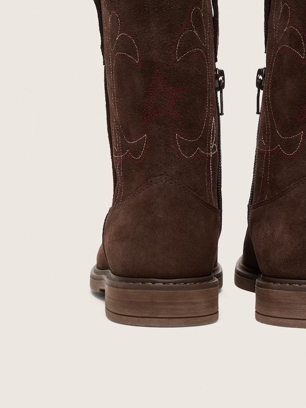 Golden Goose - Junior Wish Star boots in brown suede with flower embroidery in 