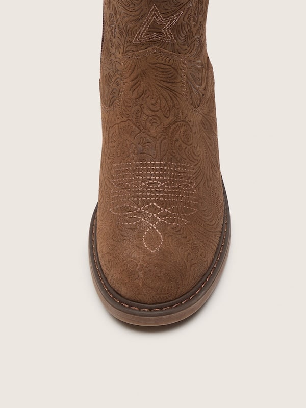 Golden Goose - Junior Wish Star boots in brown suede with raised floral pattern in 