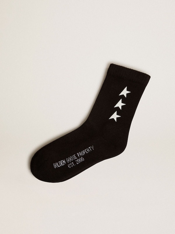 Golden Goose - Chaussettes noires avec &eacute;toiles blanches contrast&eacute;es in 