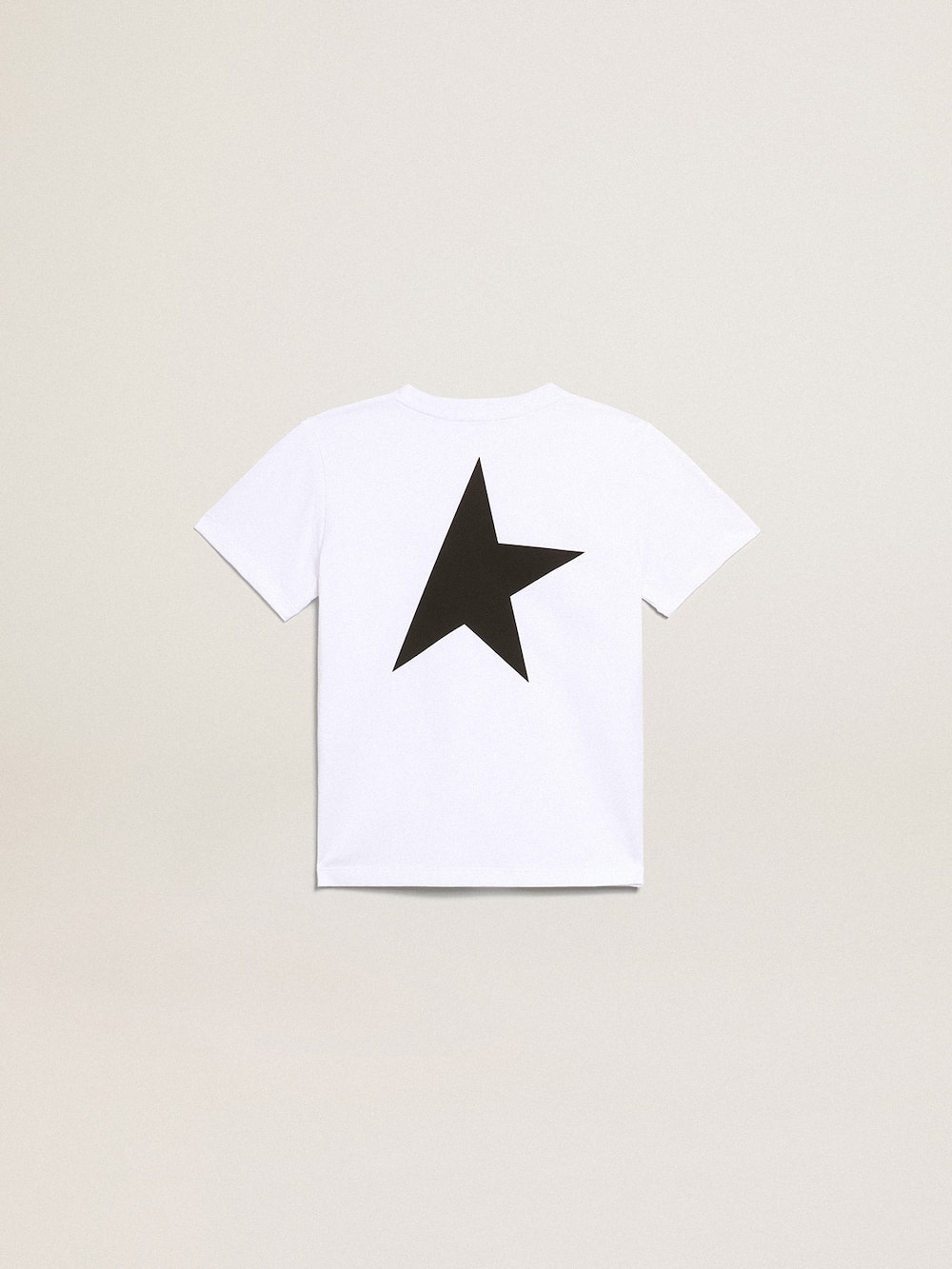 Golden Goose - Weißes T-Shirt mit Kontrastlogo und Stern in Schwarz in 