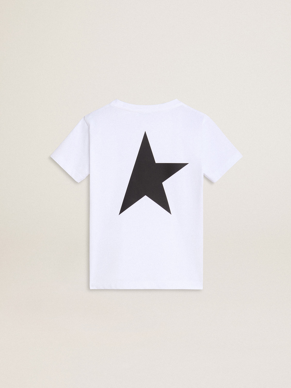 Golden Goose - White T-shirt with contrasting black logo and star in