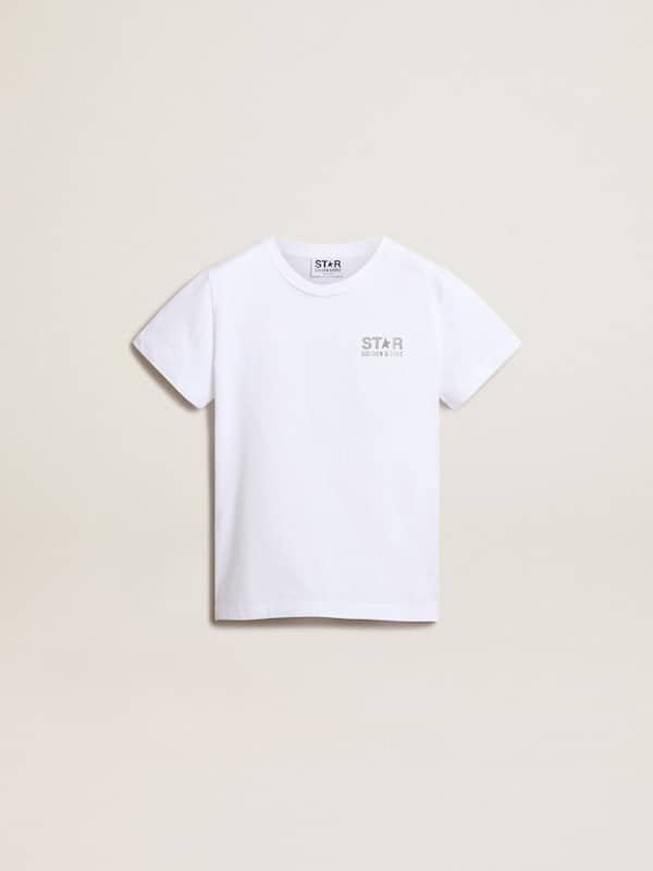 Golden Goose - White T-shirt with contrasting silver logo on the front in 