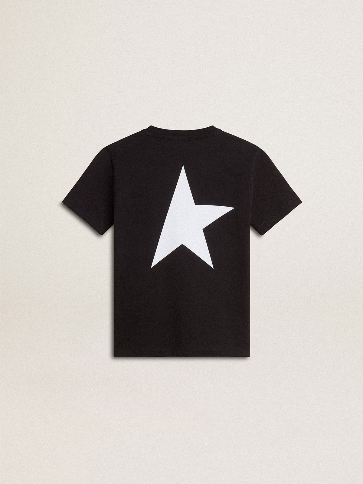 Golden Goose - Black T-shirt with contrasting white logo on the front and maxi star on the back in 