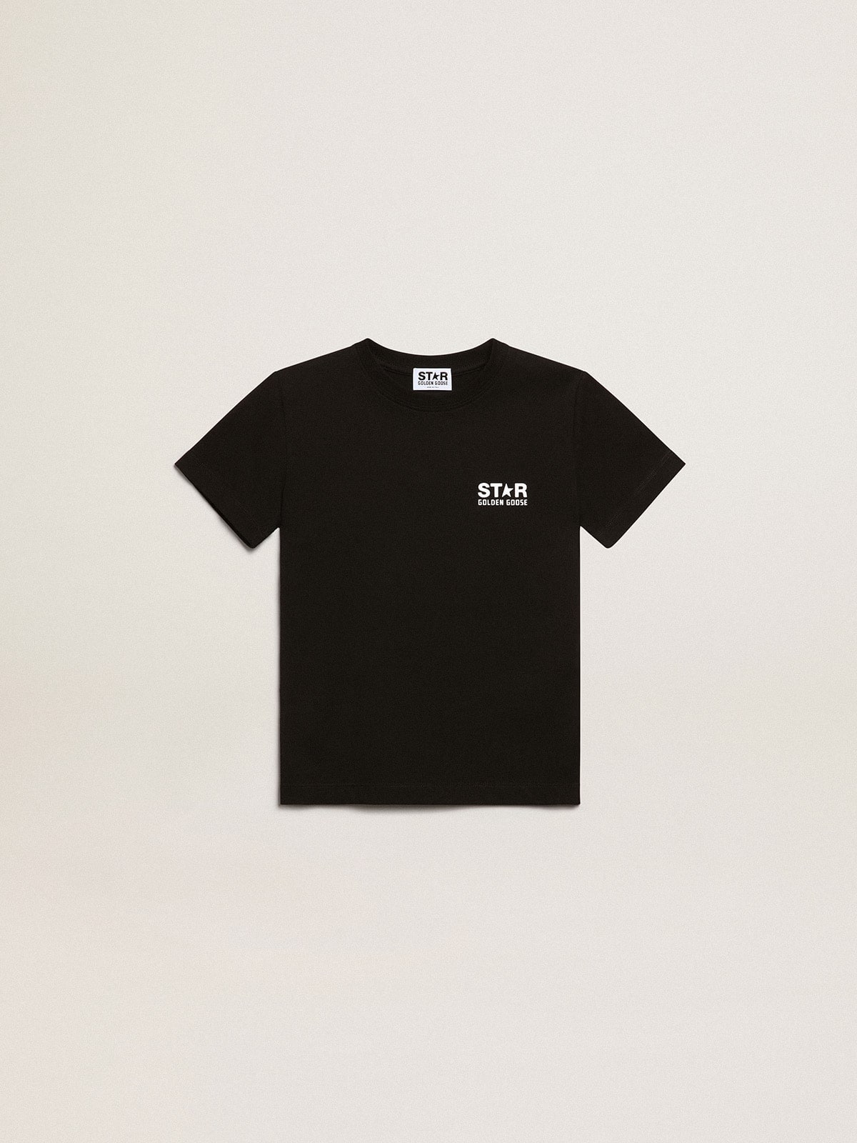 Tシャツ（ブラック） フロント：コントラストロゴ（ホワイト） バック：マキシスター