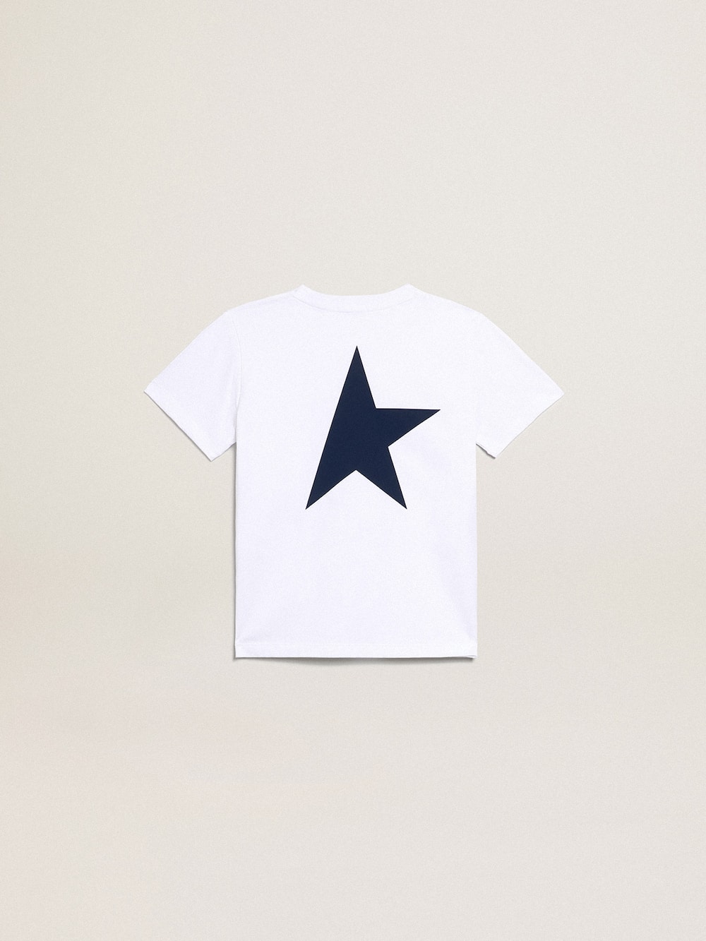 Golden Goose - Camiseta blanca de niño con logotipo y estrella azul en contraste in 