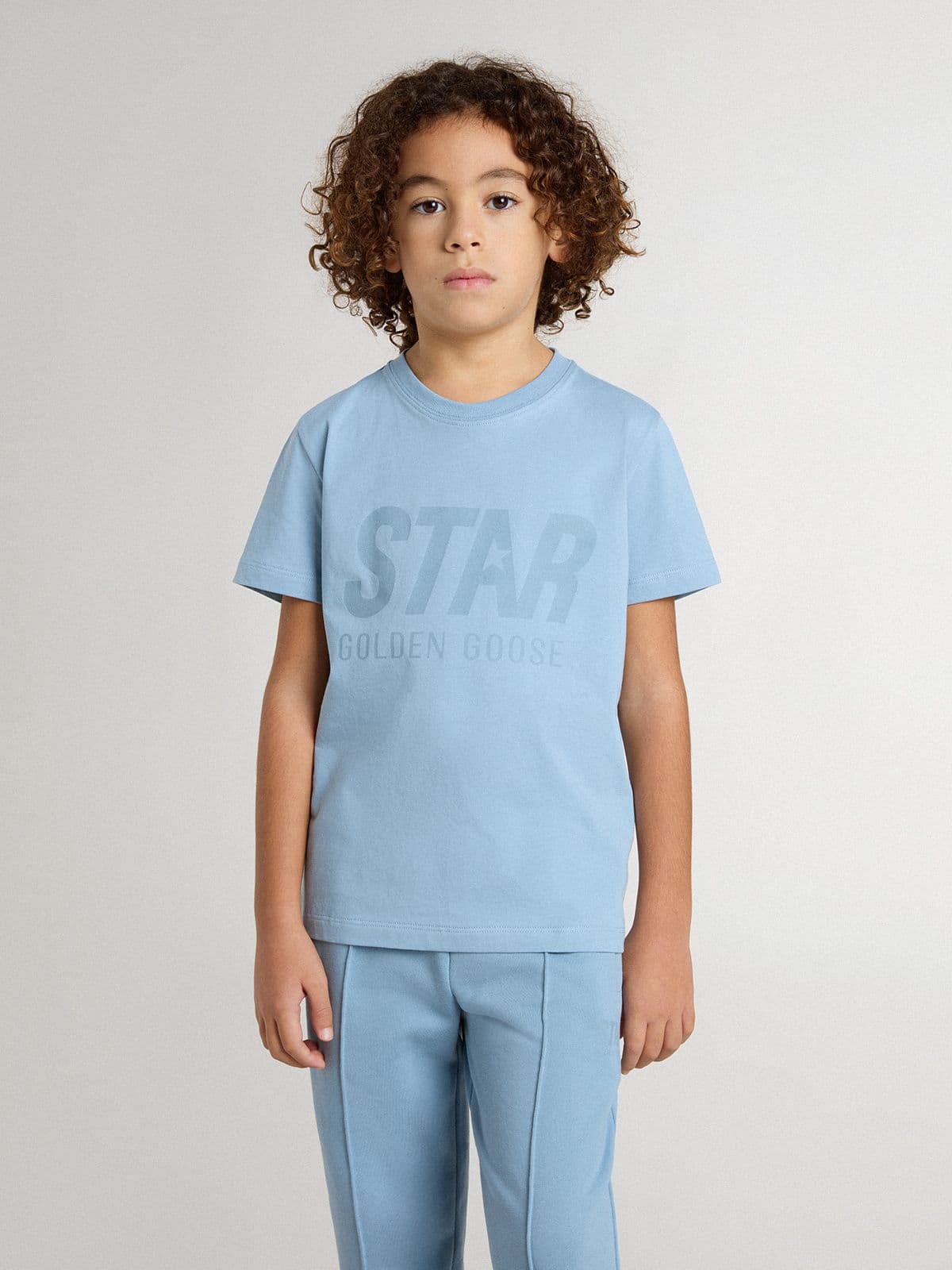 Golden Goose - Azurblaues Kinder-T-Shirt mit Print in 