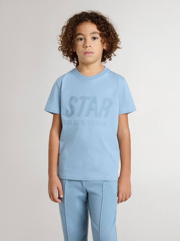 Golden Goose - Boys' light blue T-shirt with print in 