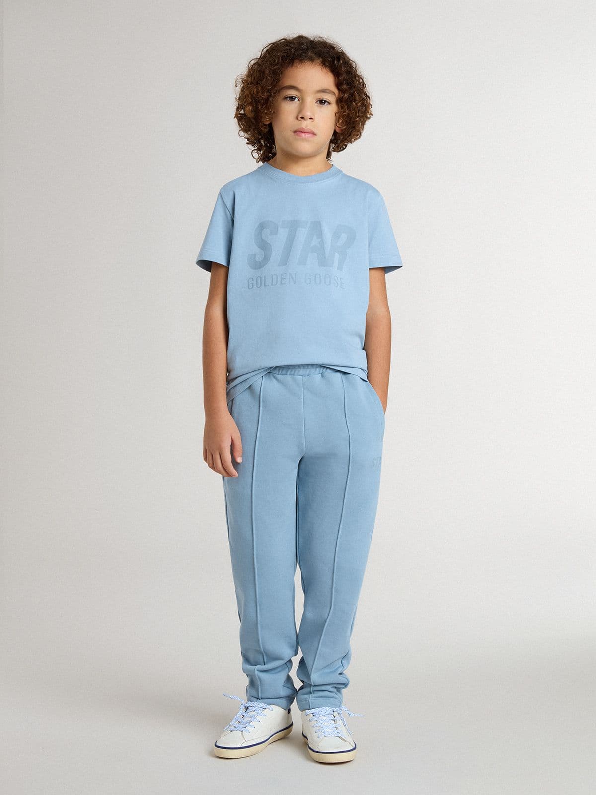 Golden Goose - Azurblaues Kinder-T-Shirt mit Print in 