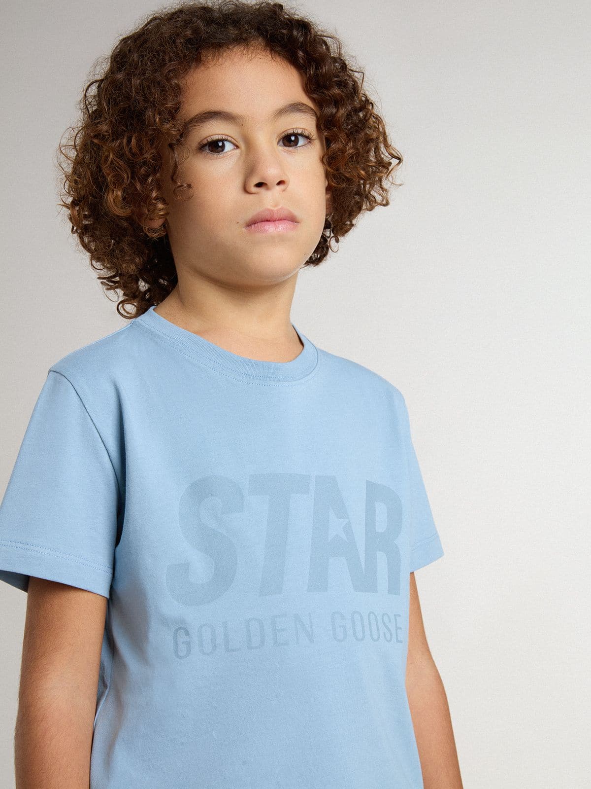 Golden Goose - Azurblaues Kinder-T-Shirt mit Print in 
