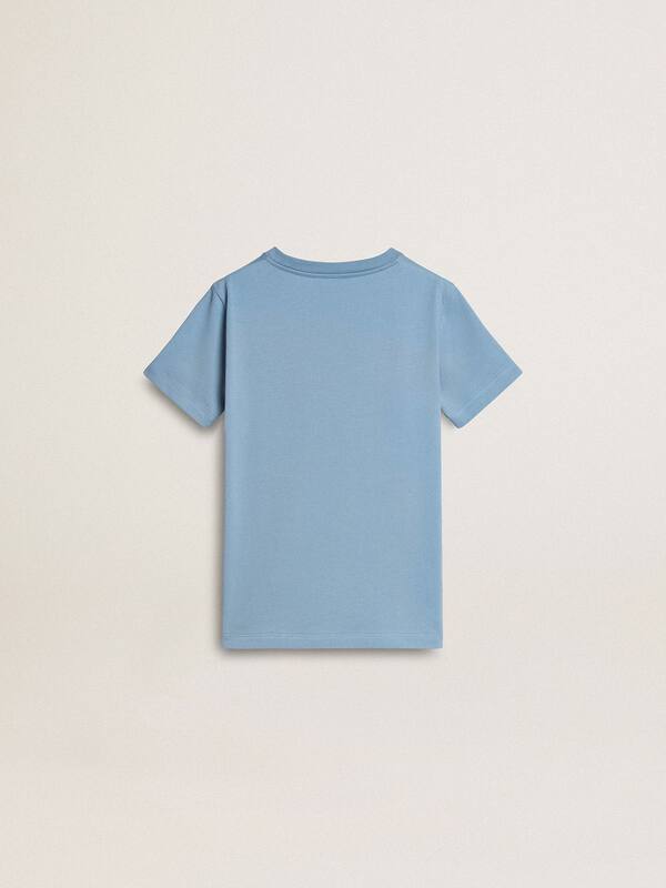 Golden Goose - Boys' light blue T-shirt with print in 