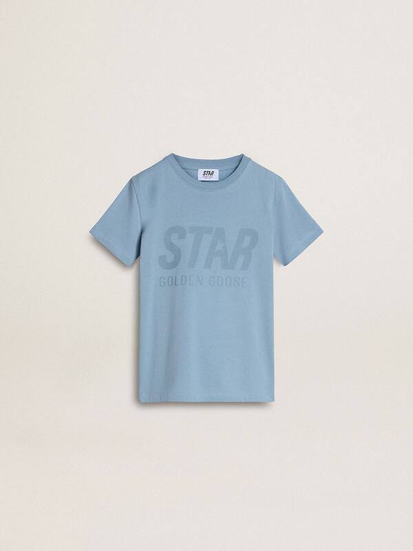Golden Goose - Boys' light blue T-shirt with print in 