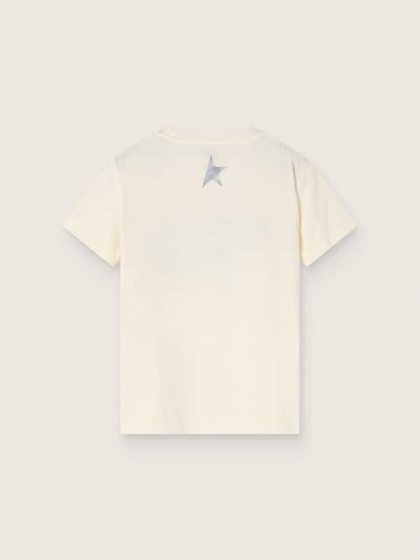 Golden Goose - Boys' white cotton T-shirt with black print in 
