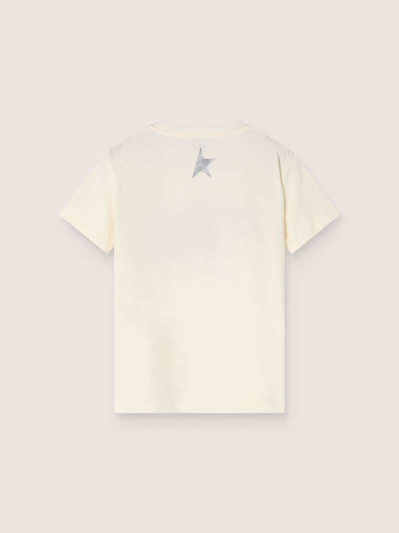 Golden Goose - Boys' white cotton T-shirt with black print in 