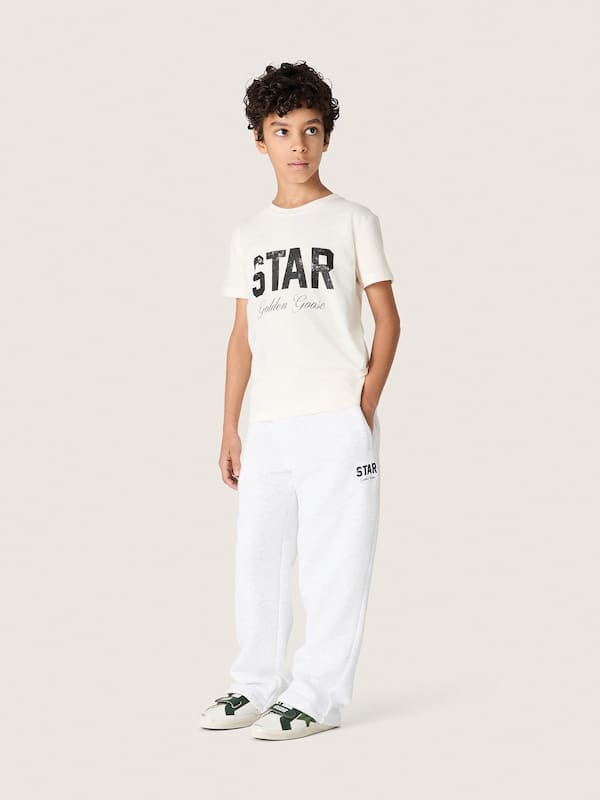 Golden Goose - Boys' white cotton T-shirt with black print in 