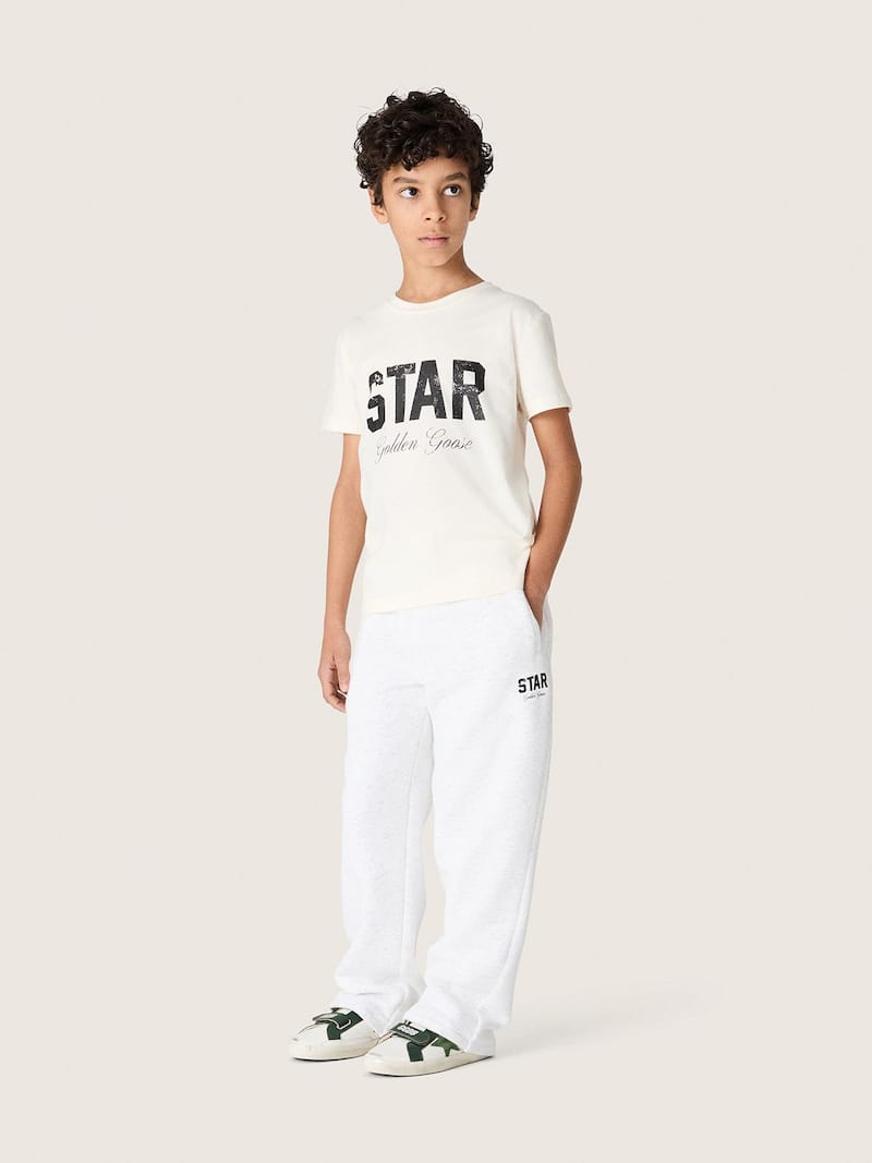 Golden Goose - Boys' white cotton T-shirt with black print in 