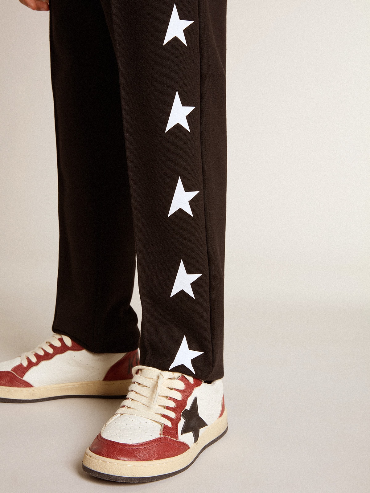 Boys black joggers with white stars Golden Goose