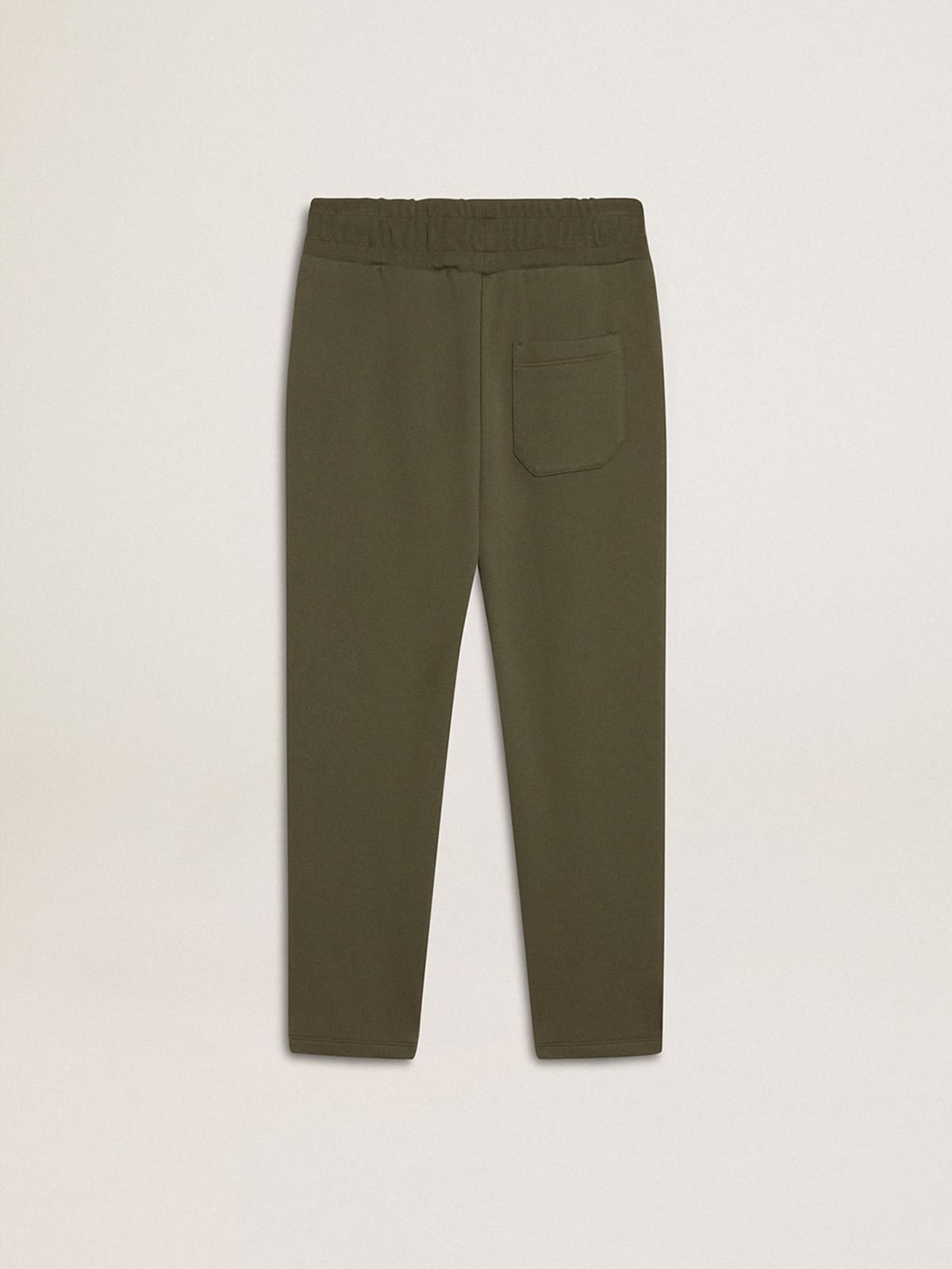 Golden Goose - Pantalone jogging di colore verde militare da bambino con stelle bianche in 