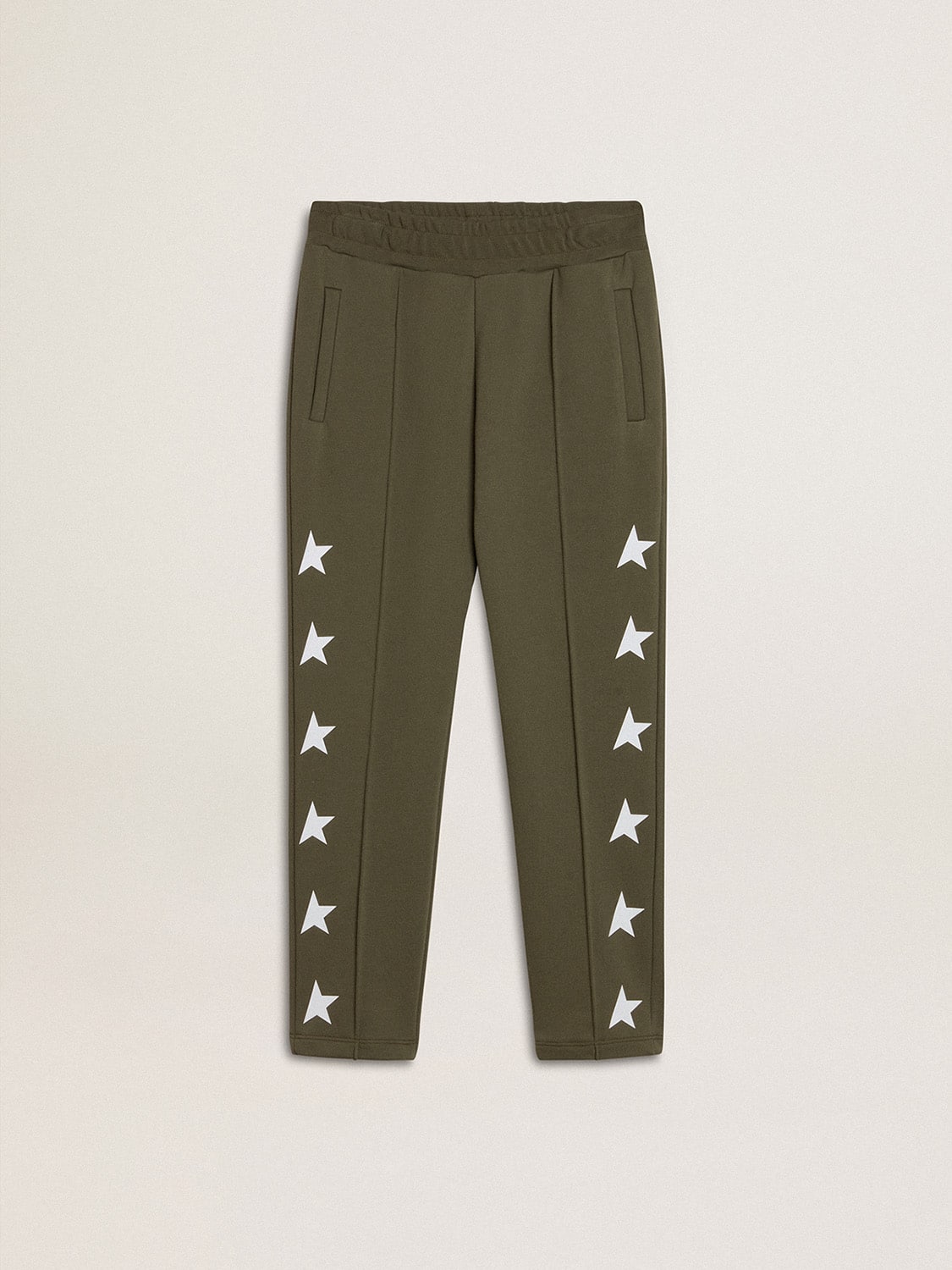 Boys' military-green joggers with white stars | Golden Goose