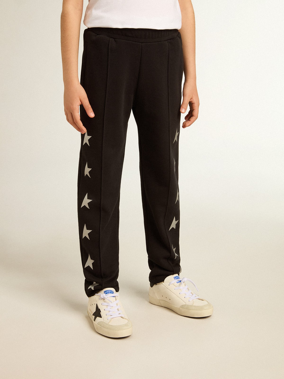 Golden Goose - Boys’ black joggers with white stars  in 