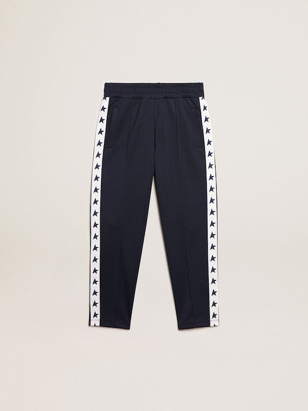 Golden Goose - Dark blue joggers with white strip and contrasting stars in 